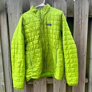 Neon Lime Green Patagonia Light Weight Puffy Jacket Large